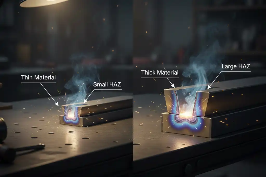 Material Thickness and HAZ Size