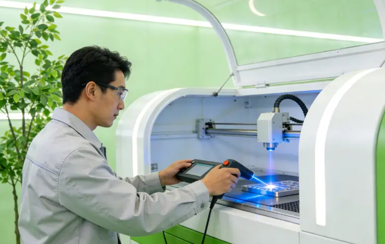 An eco-friendly laser cleaning process operating safely without harsh chemicals or toxic waste.