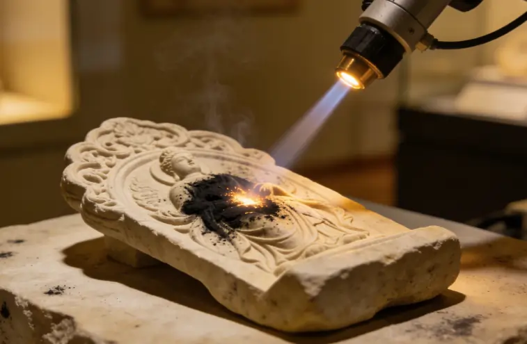 Gentle laser cleaning restoring a delicate historical artifact without damage.