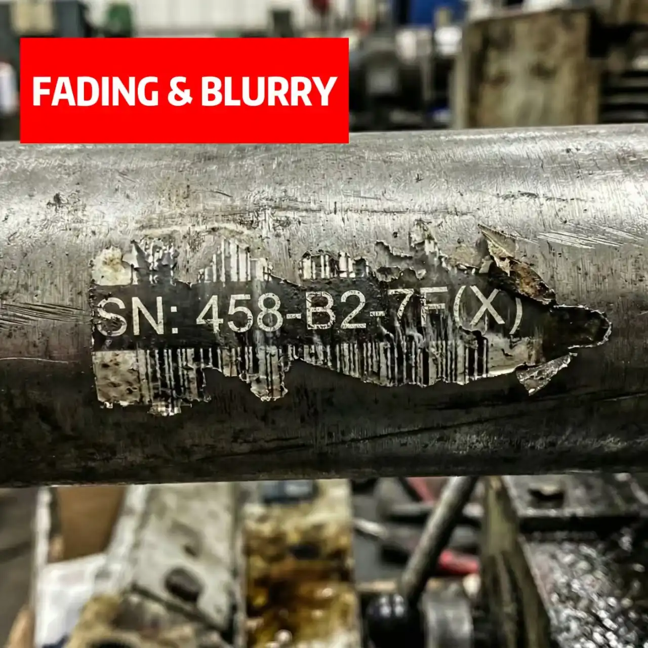Printed label or ink mark on industrial product before laser marking