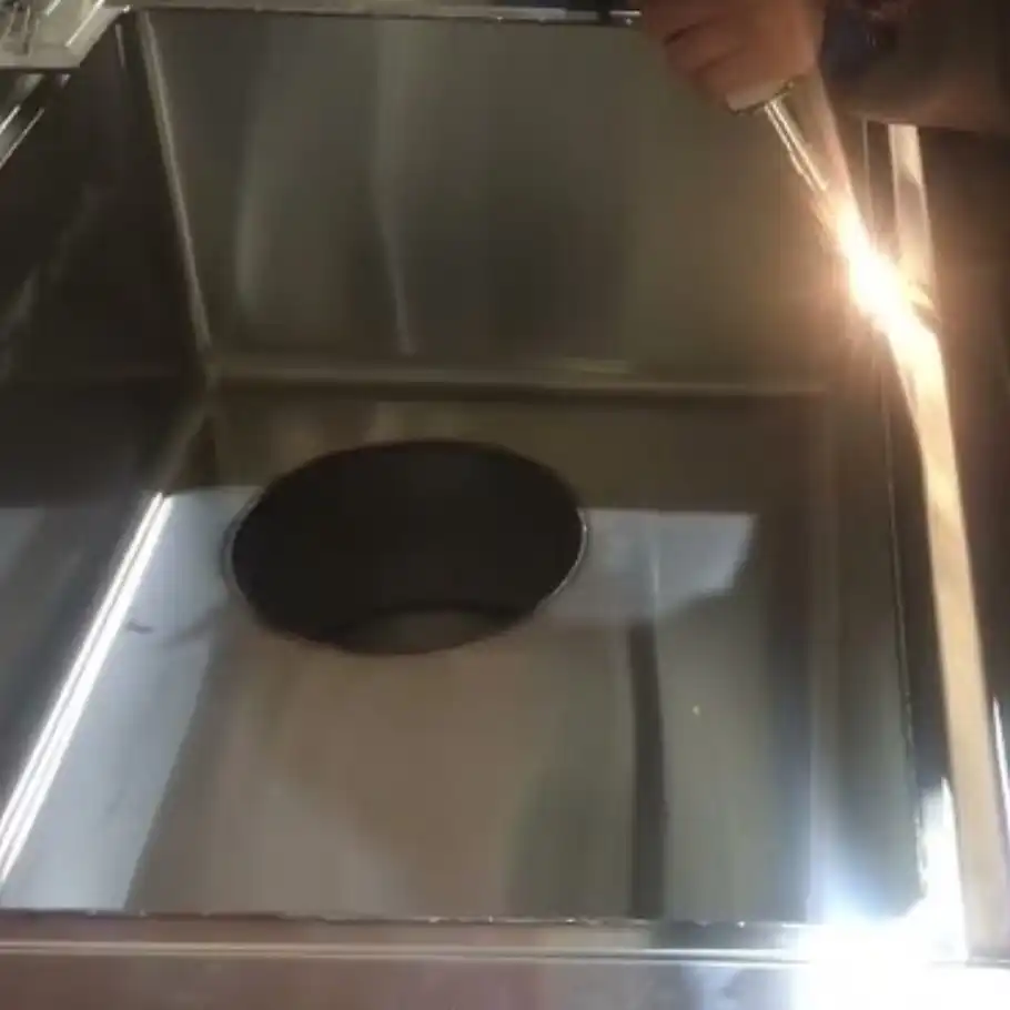 Laser welding a stainless steel kitchen sink with perfect finish