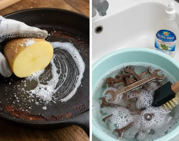 Potato and Dish Soap Methods for Rust Removal