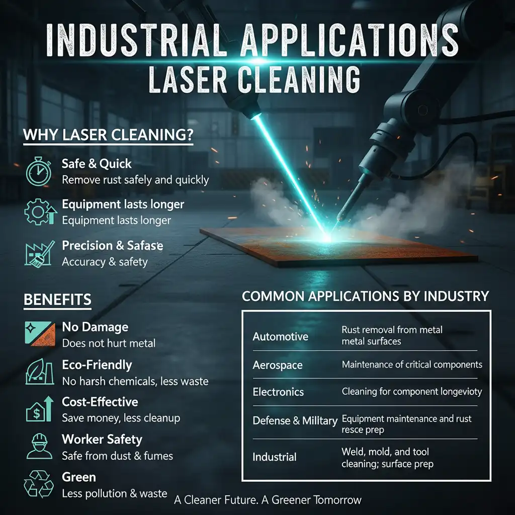 Eco-friendly laser cleaning process vs traditional sandblasting.