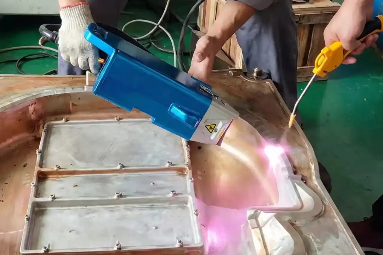 Laser rust removal result on lightly rusted metal surface
