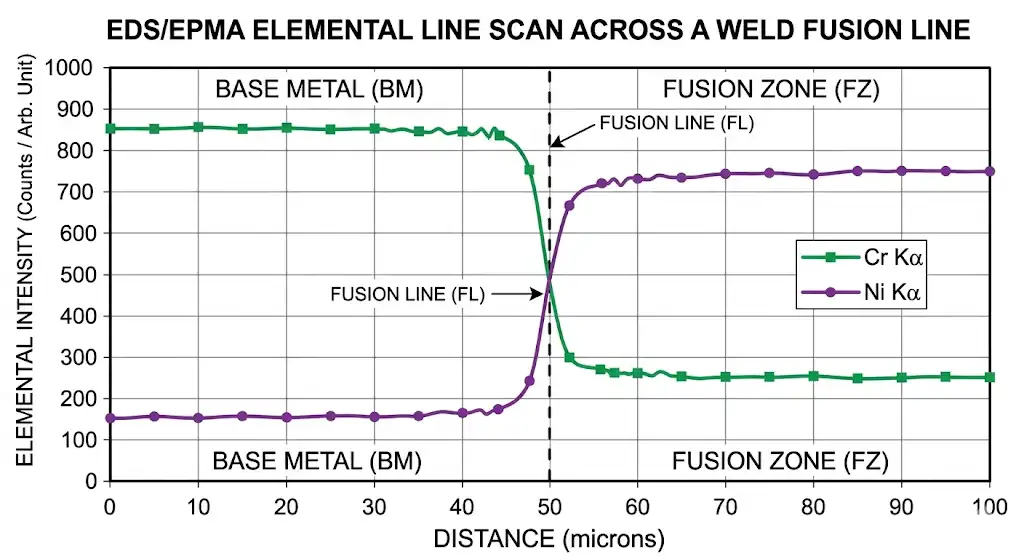 EDSEPMA line scans and decision rules