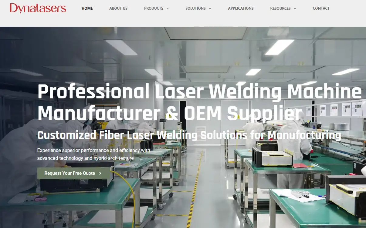 Dynalasers website homepage