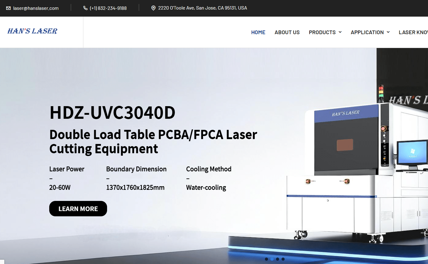 Han's Laser website homepage