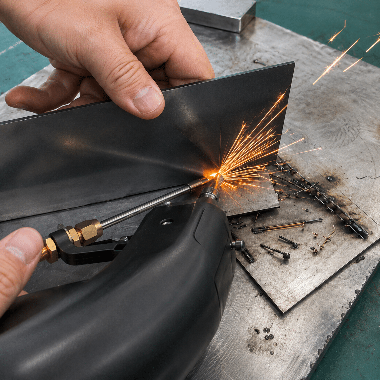 Laser welder with wire feeder application for stainless steel and sheet metal fabrication