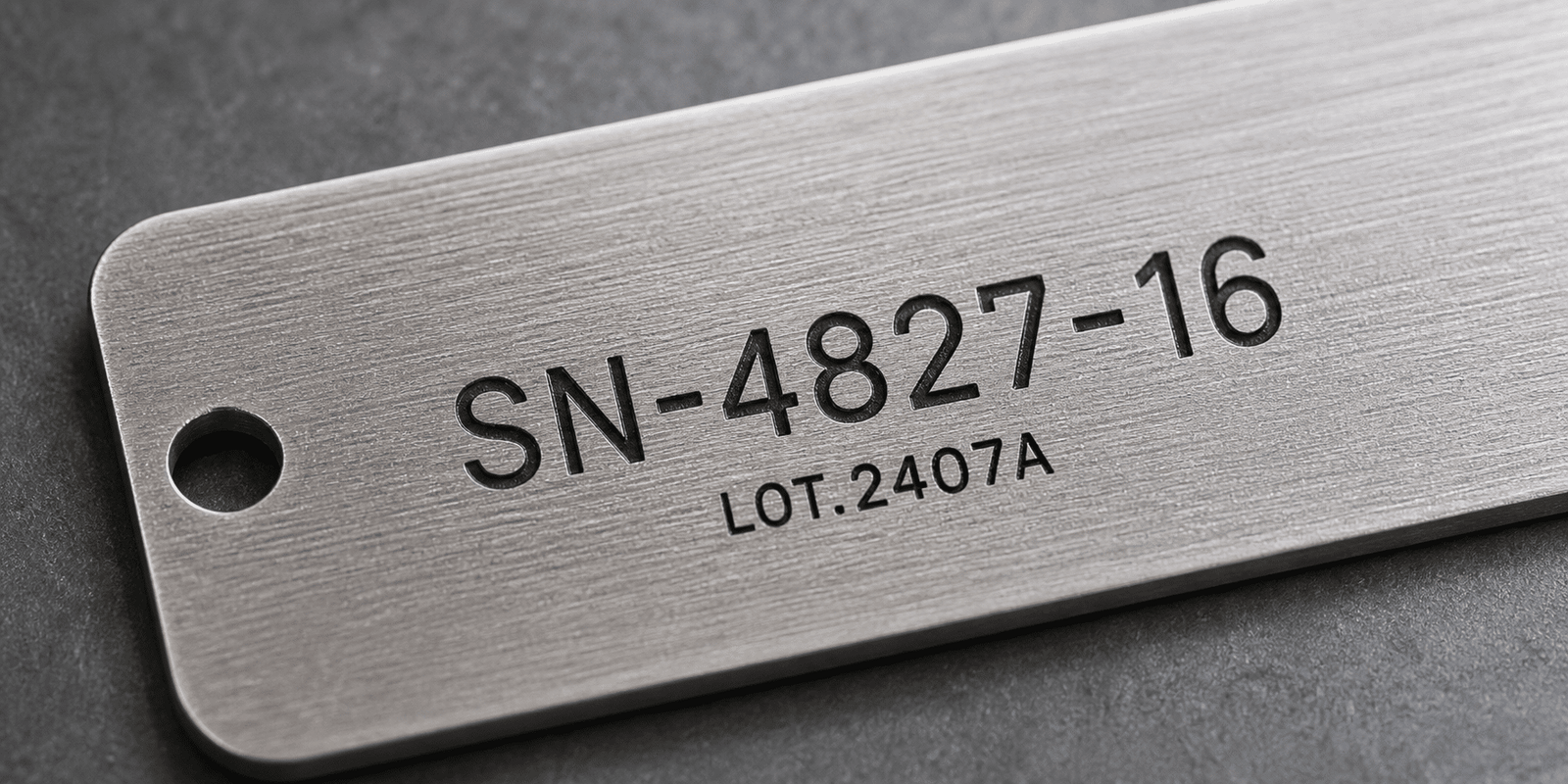Serial number laser marking result on industrial part