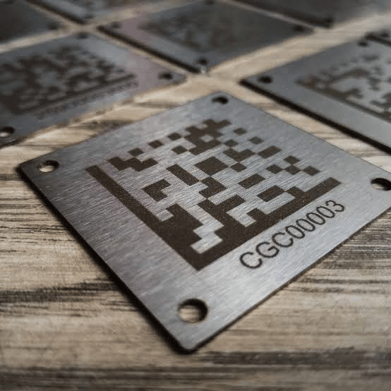 Metal laser marking applications for tools parts nameplates QR codes and logos