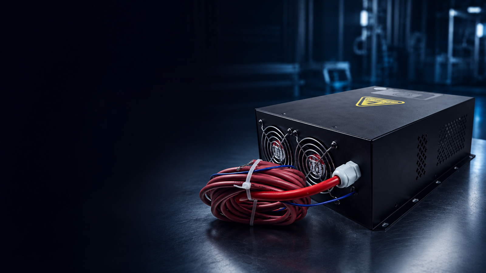 Industrial laser cleaner operating from a planned electrical power supply