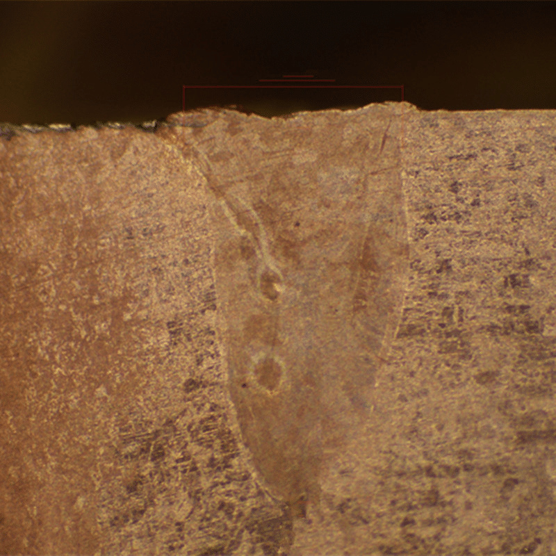 Copper busbar laser weld cross section and porosity inspection