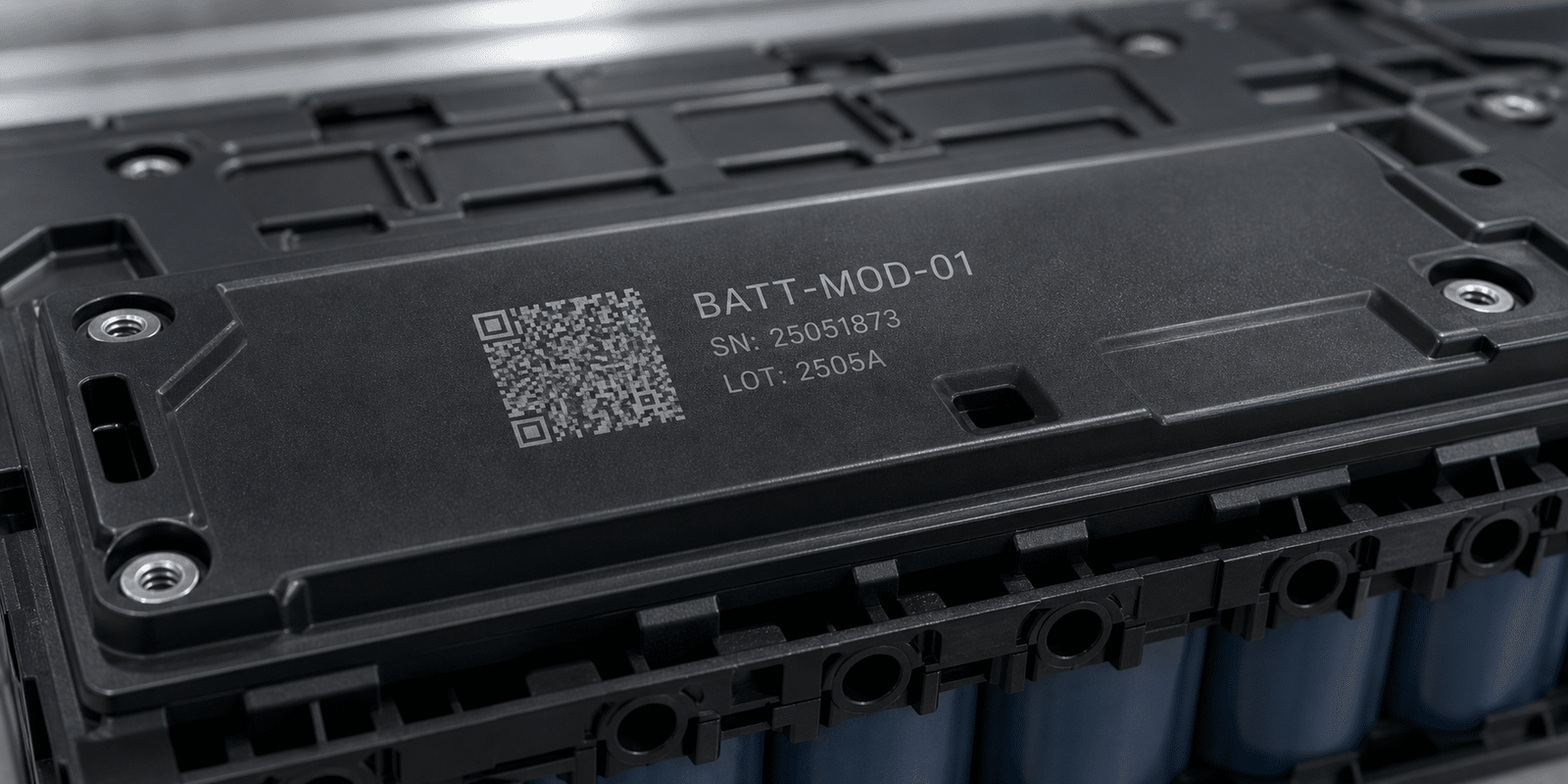 QR code laser marking on battery module component