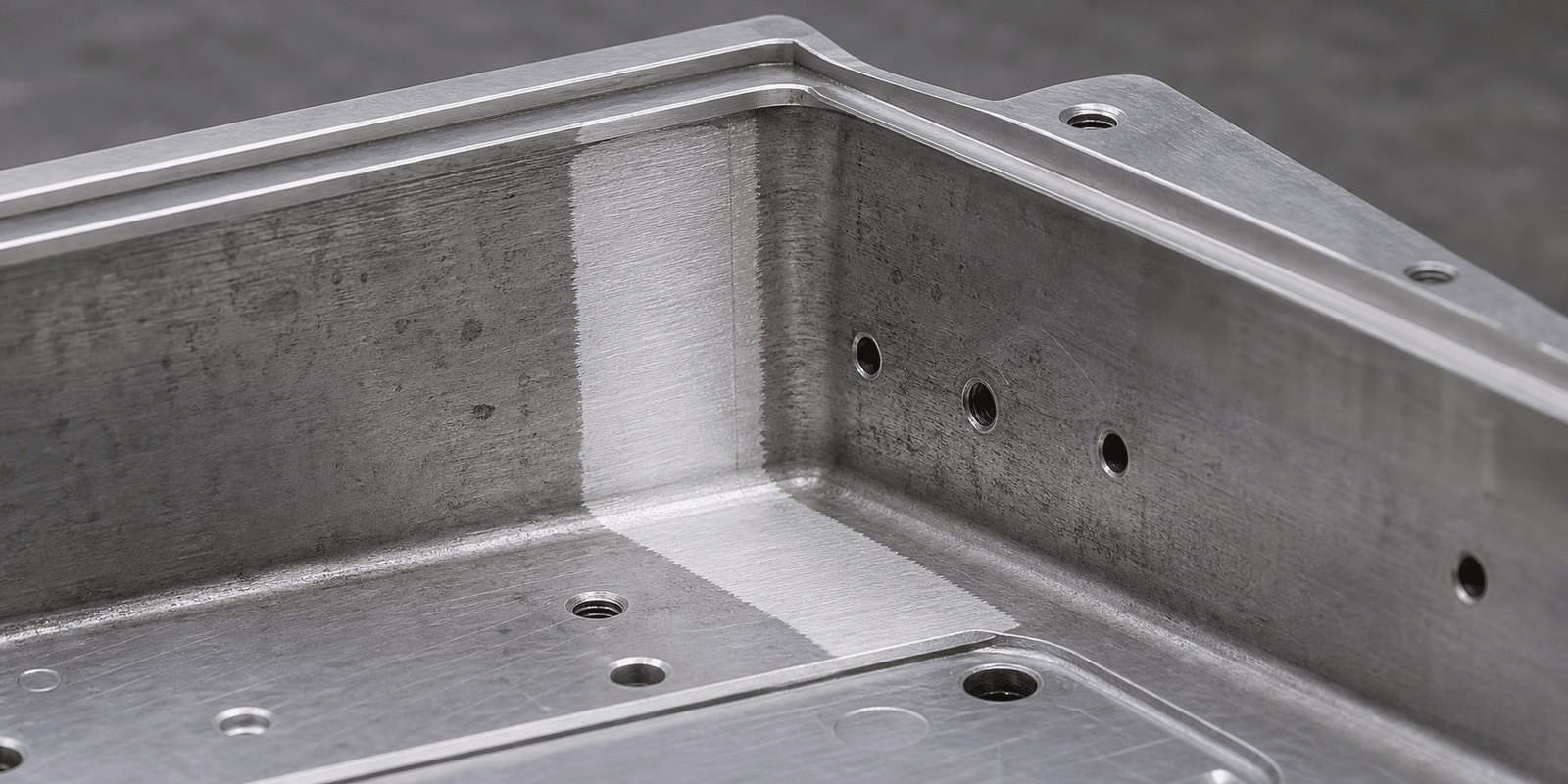 Laser cleaning result on battery tray before welding