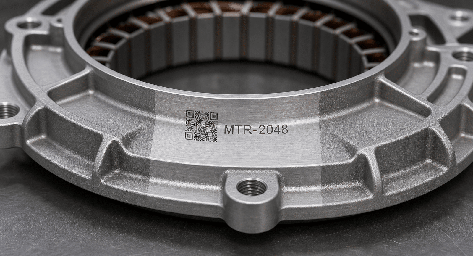 Laser marking and cleaning on EV motor component