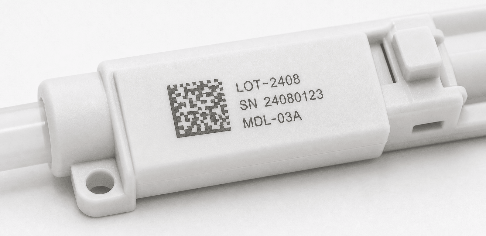 Barcode laser marking result on product surface