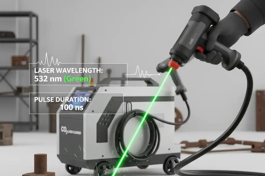 Handheld laser cleaning machine and its laser wavelength