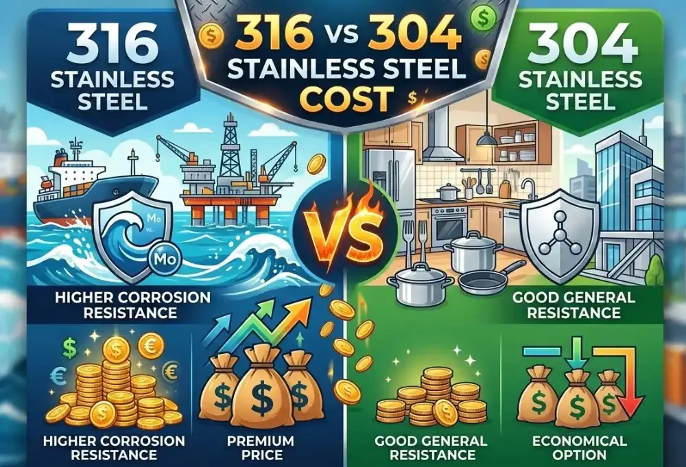 316 vs 304 Stainless Steel Cost 2026 ROI & Price Guide