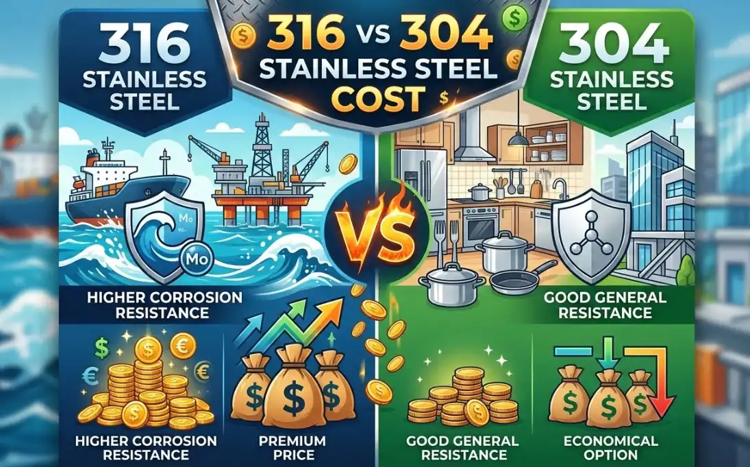316 vs 304 Stainless Steel Cost 2026 ROI & Price Guide
