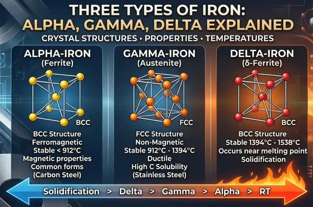 Three Types of Iron Alpha, Gamma, Delta Explained