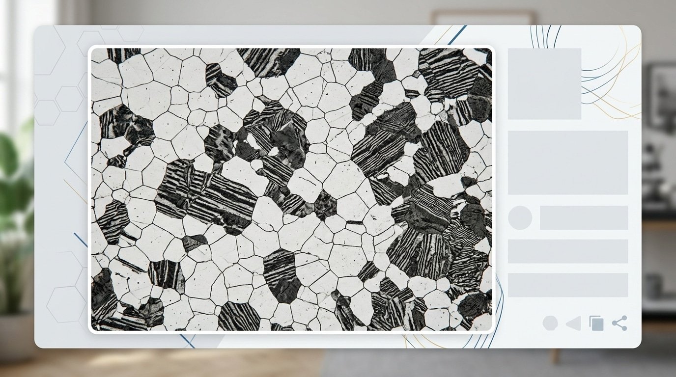 Metallographic image showing ferrite and pearlite microstructure typical of low-carbon steel
