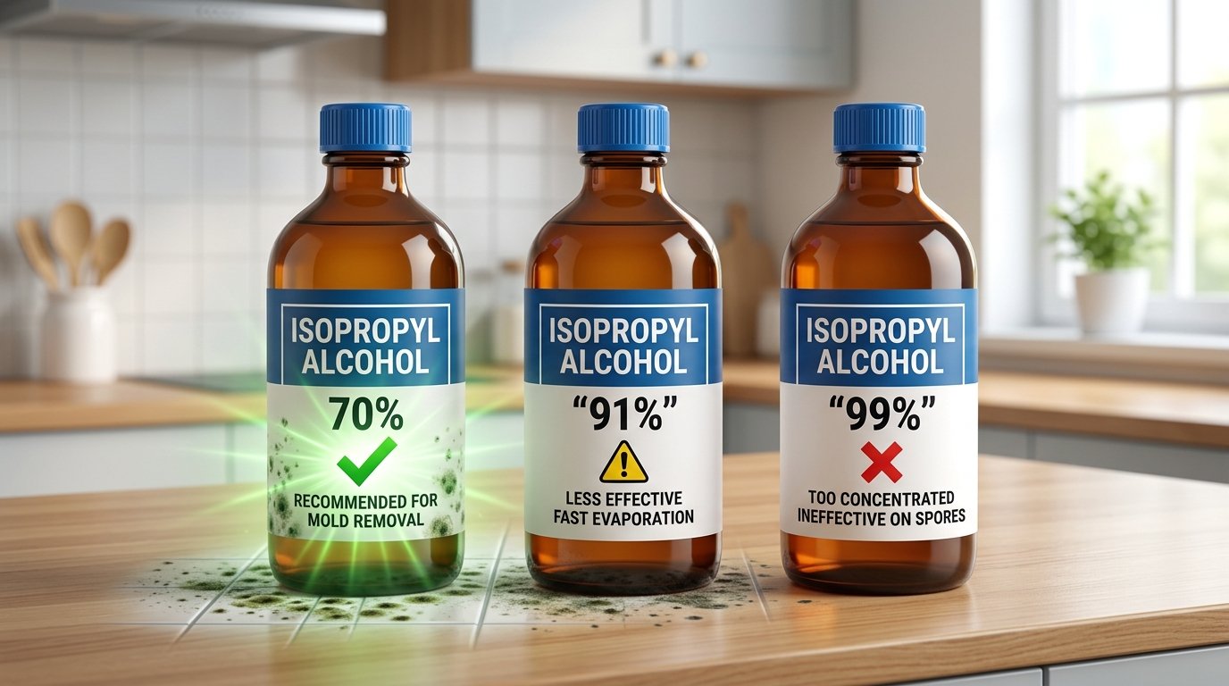 Comparison of 70%, 91%, and 99% isopropyl alcohol concentrations for mold killing effectiveness