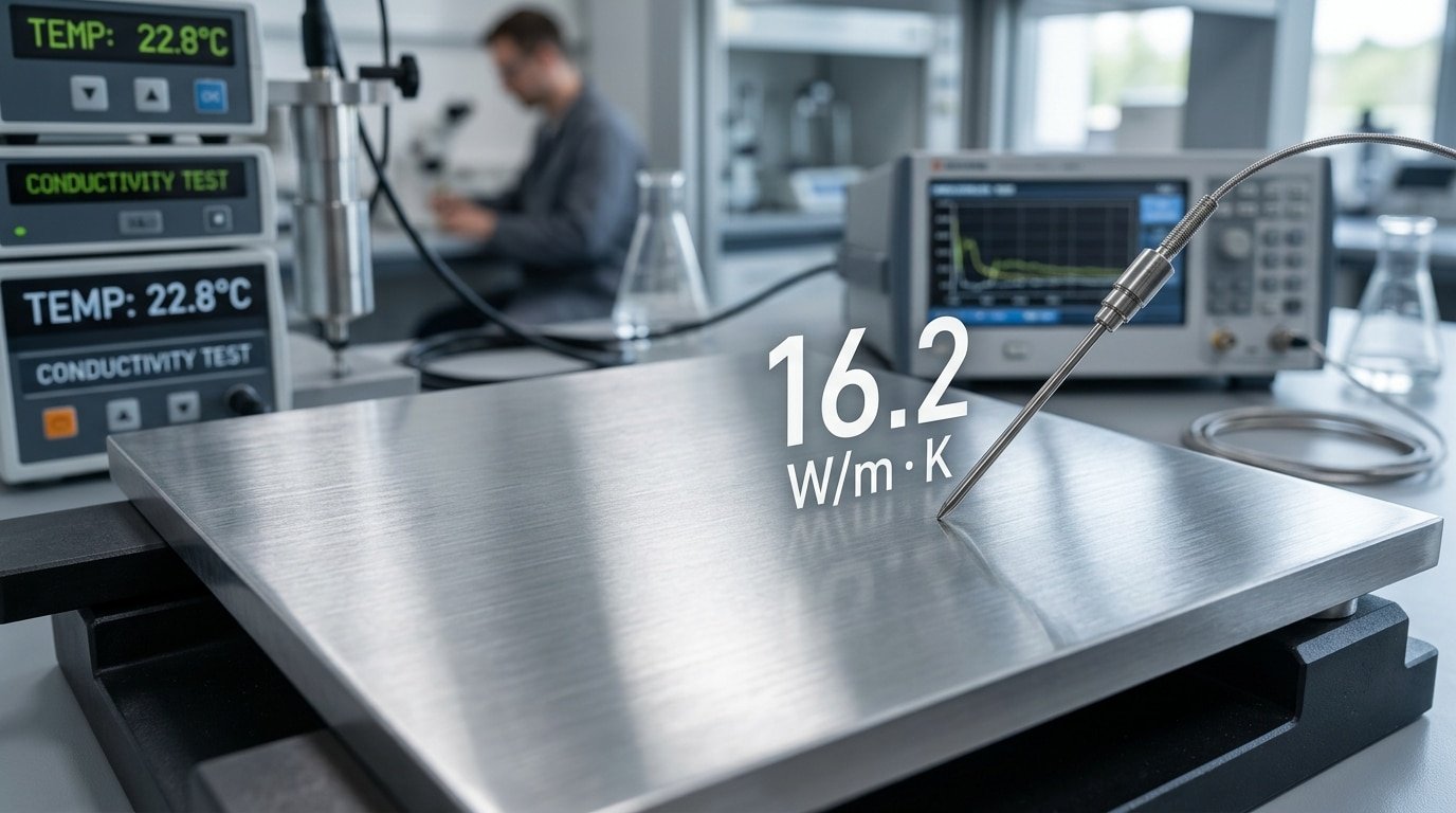 304 stainless steel thermal conductivity value of 16.2 W/m·K at room temperature