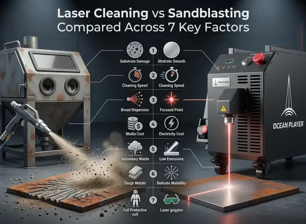 Laser Cleaning vs Sandblasting Compared Across 7 Key Factors