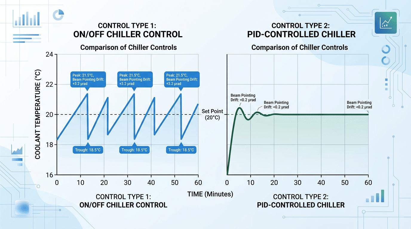 PID vs on-off chiller temperature stability comparison for water-cooled laser cleaner chiller requirements