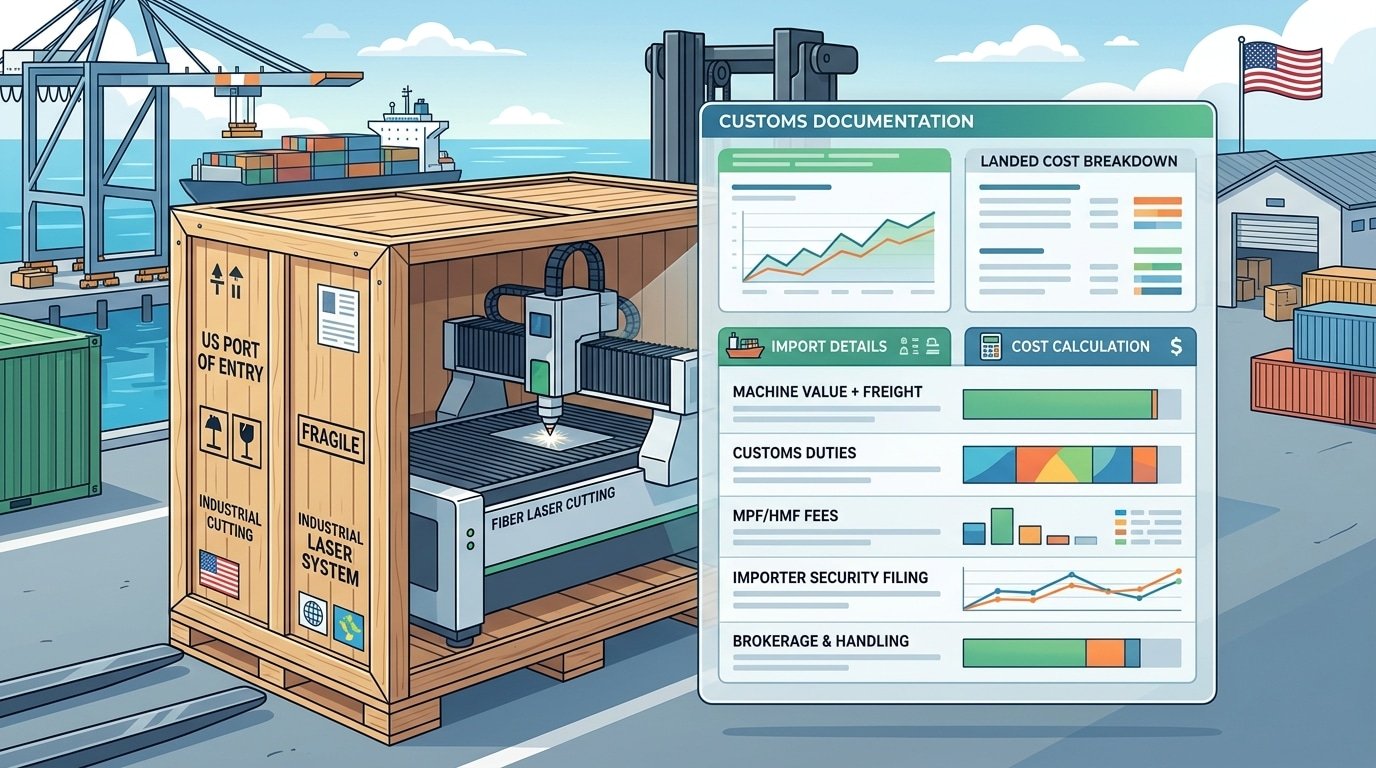 laser machine import from China to USA landed cost breakdown