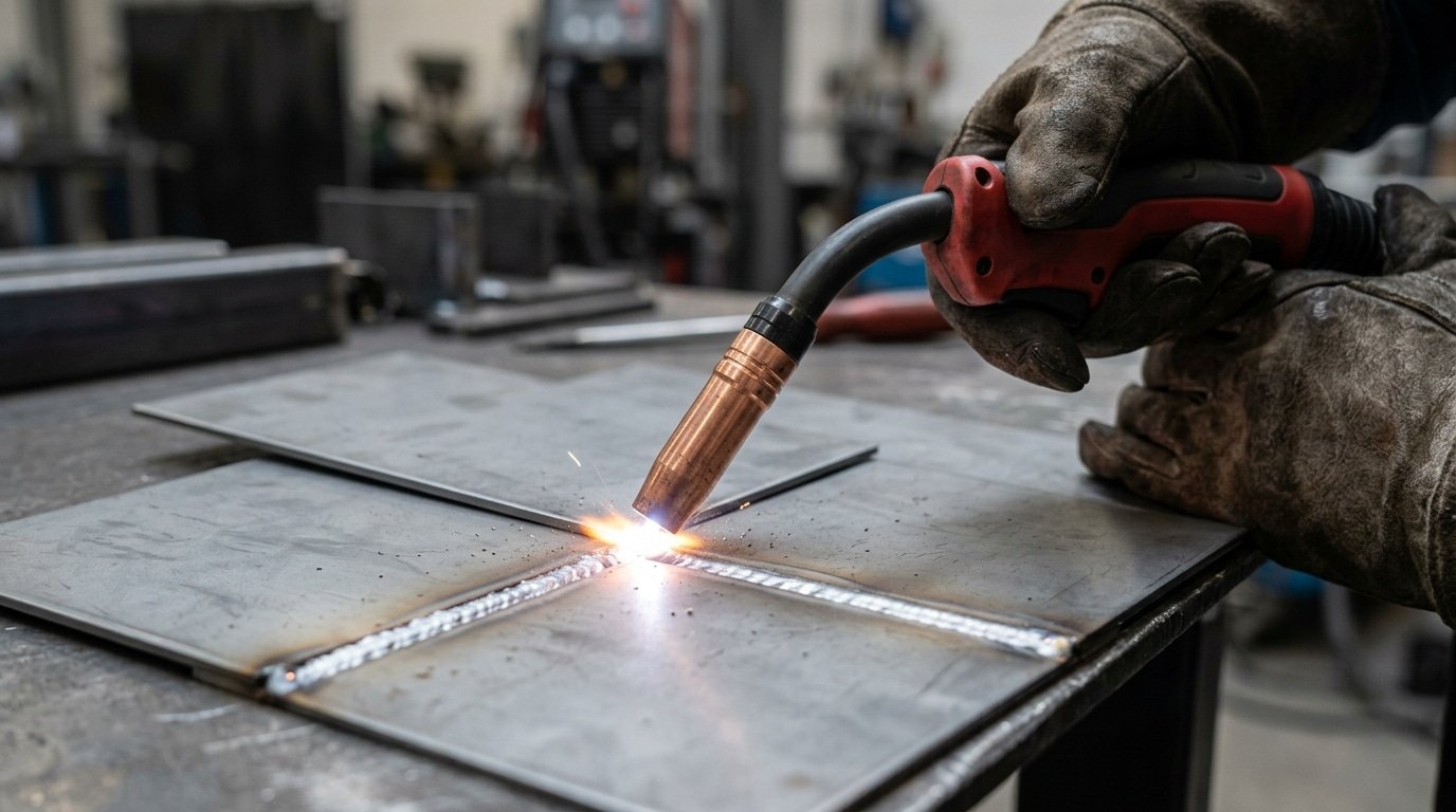 MIG welding technique on thin metal casing using short-circuit transfer mode