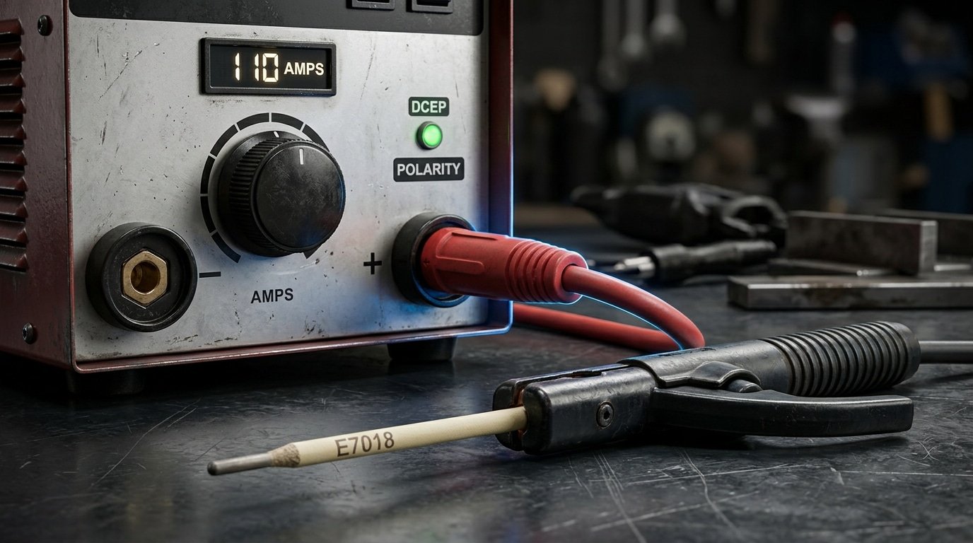 stick welding for beginners amperage and DCEP polarity setup on welder