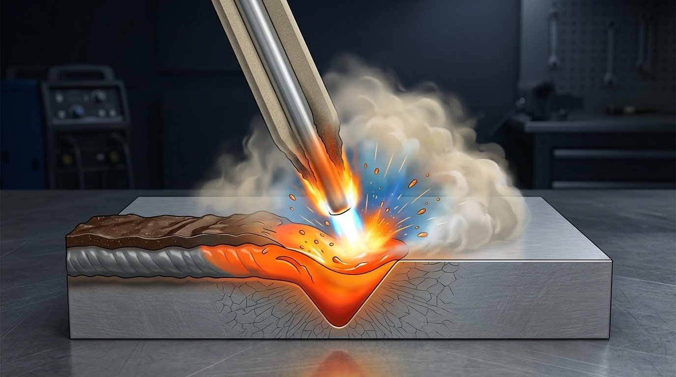 How SMAW stick welding for beginners works: electrode, arc, flux, and slag