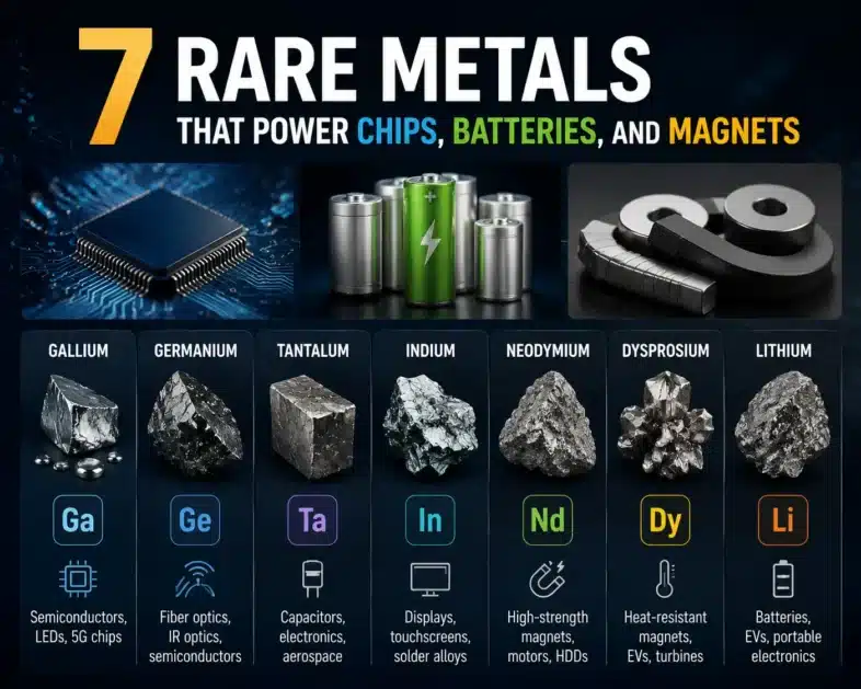 7 rare metals that power chips, batteries, and magnets