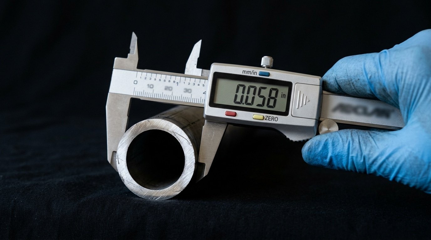4130 chrome moly steel tubing cross-section showing wall thickness measurement