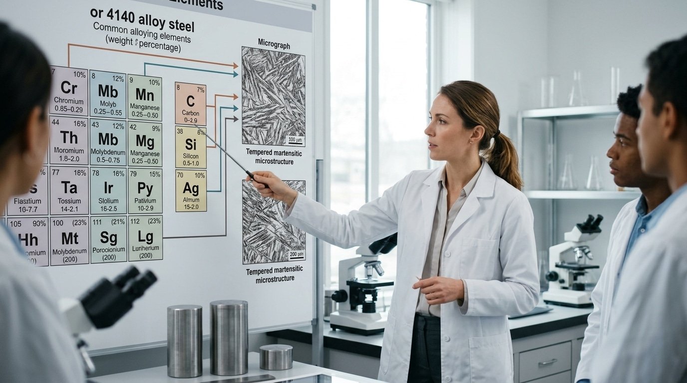 4140 alloy steel chemical composition chart with role of carbon chromium molybdenum manganese