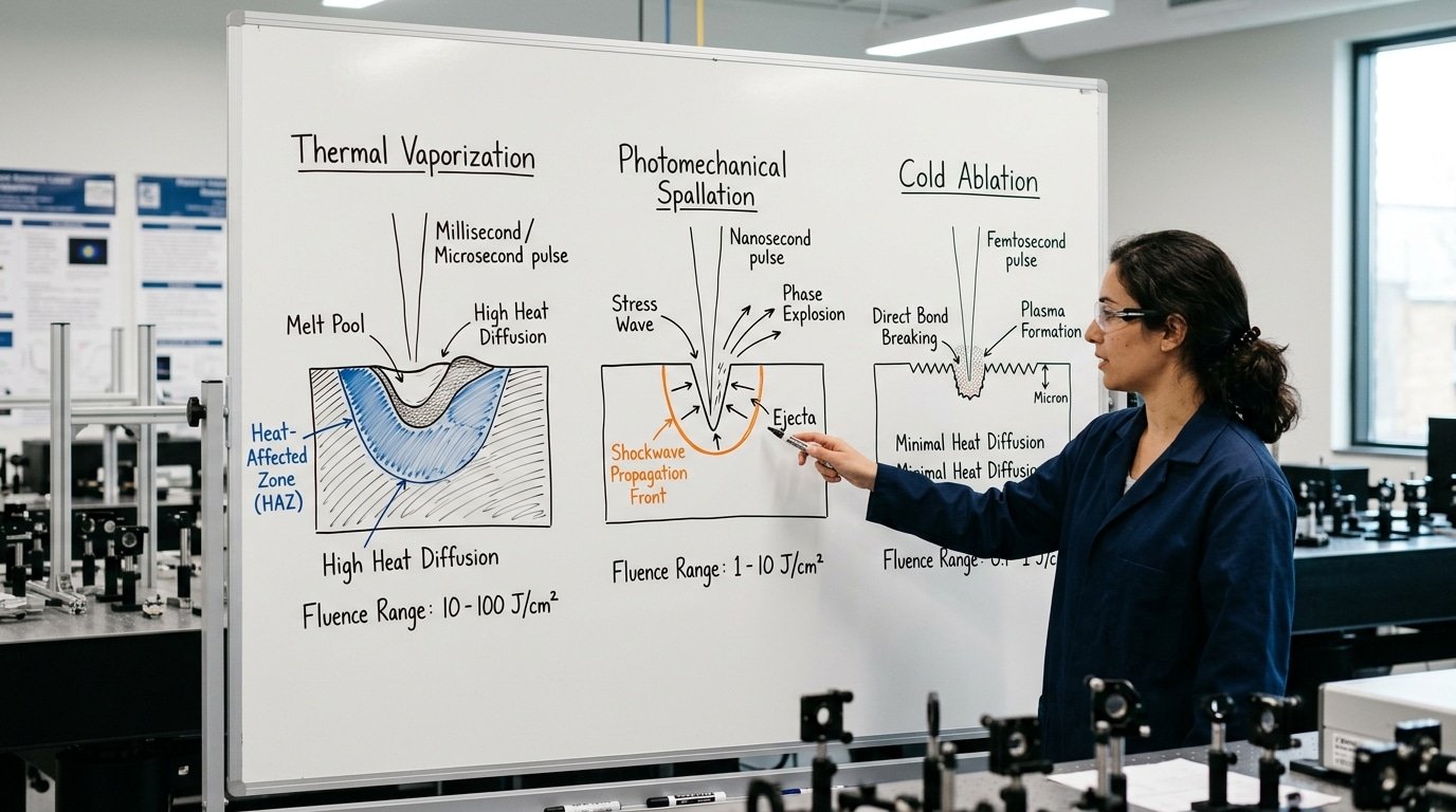 Laser ablation physics regimes for laser cleaning technologies