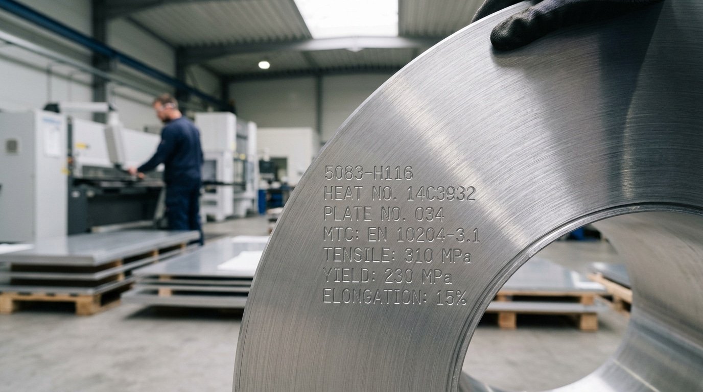 5083 aluminum alloy H116 marine plate with mill certification markings