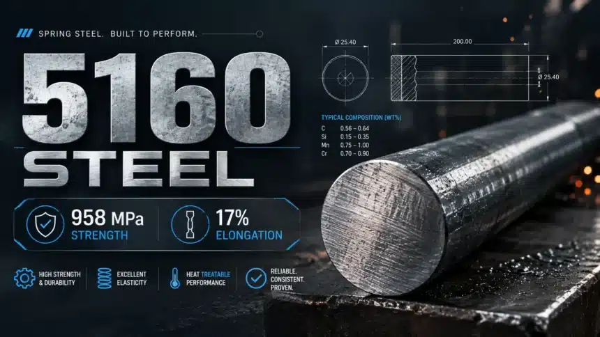 5160 Steel (958 MPa Strength, 17% Elongation)