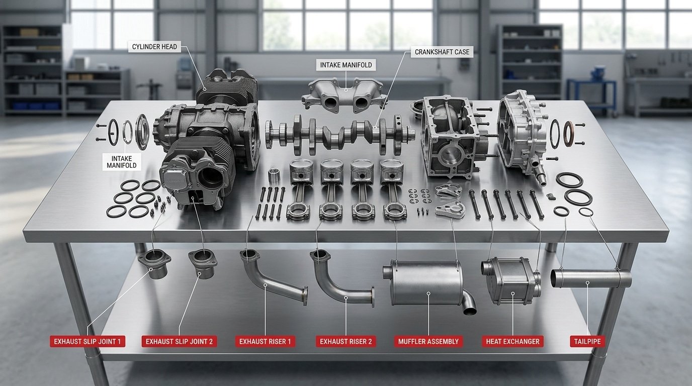 Ranked diagram of aircraft exhaust components by FAA failure risk category