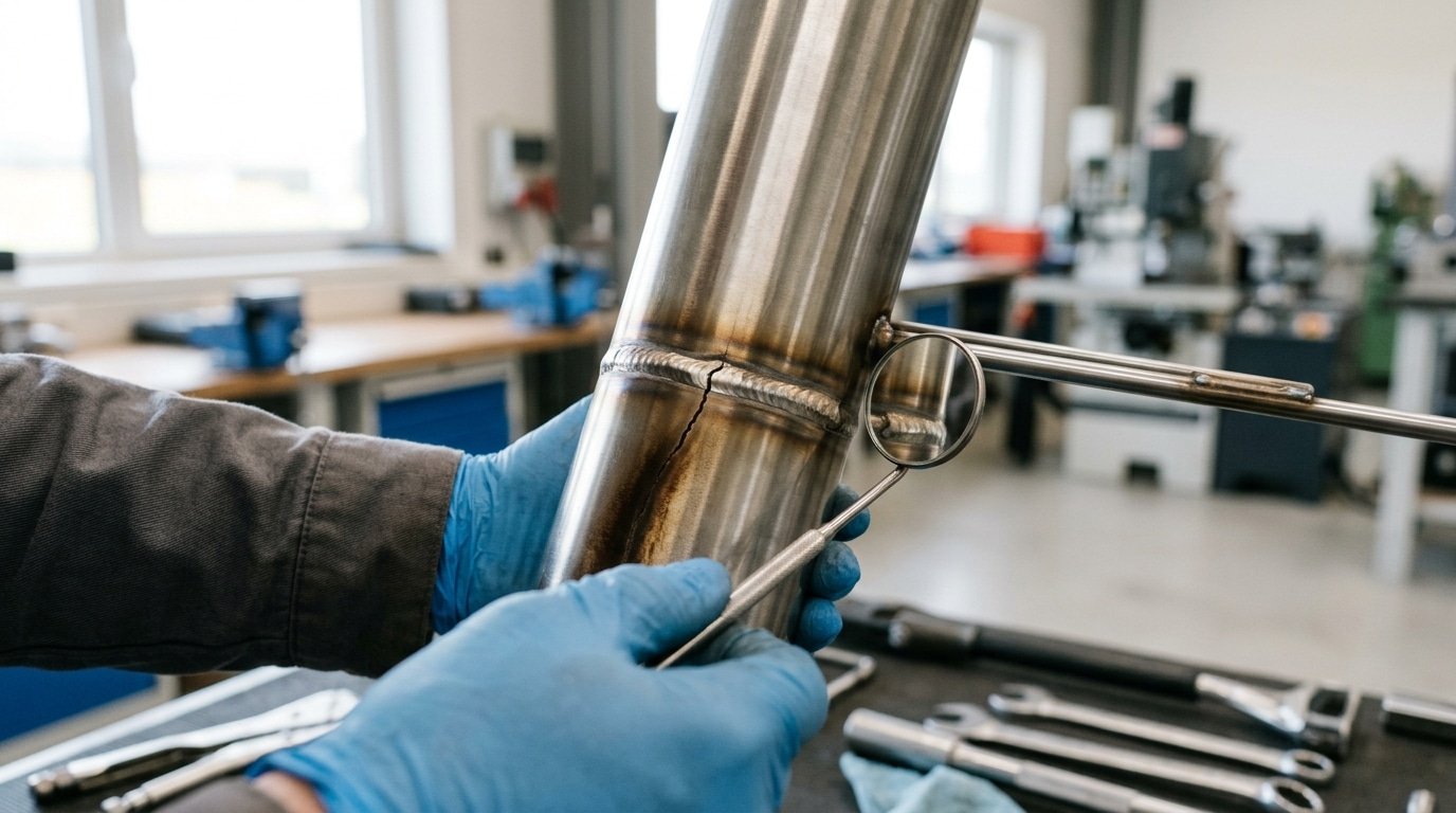 aircraft exhaust components failure modes showing weld cracks and sulfidation pitting