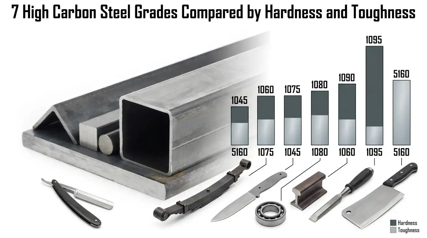 7 High Carbon Steel Grades Compared by Hardness and Toughness