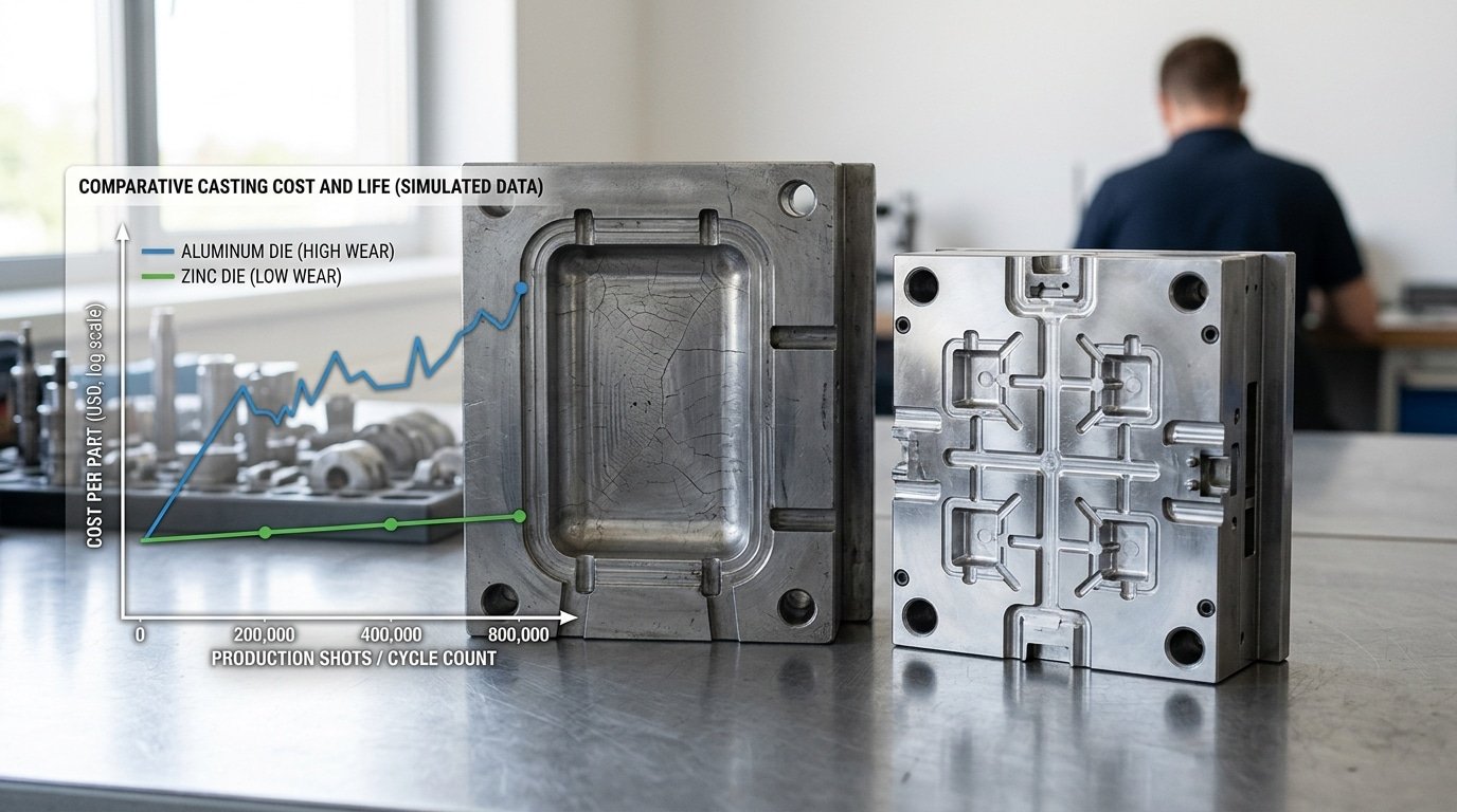 Zinc alloy die-cast tooling lifespan versus aluminum cost comparison