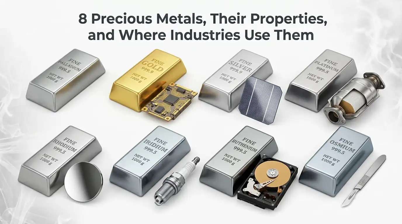 8 Precious Metals, Their Properties, and Where Industries Use Them