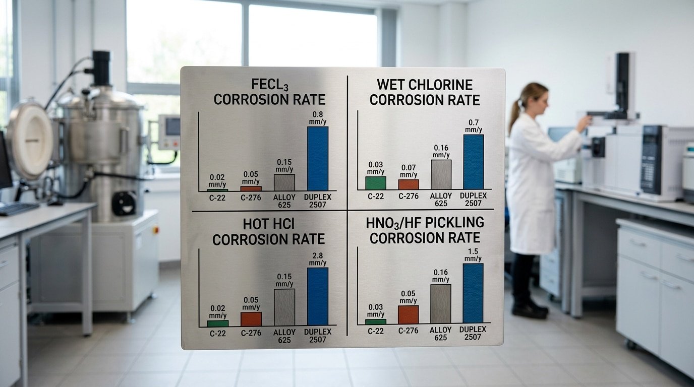 Hastelloy C-22 vs C-276 Alloy 625 2507 corrosion rate comparison chart