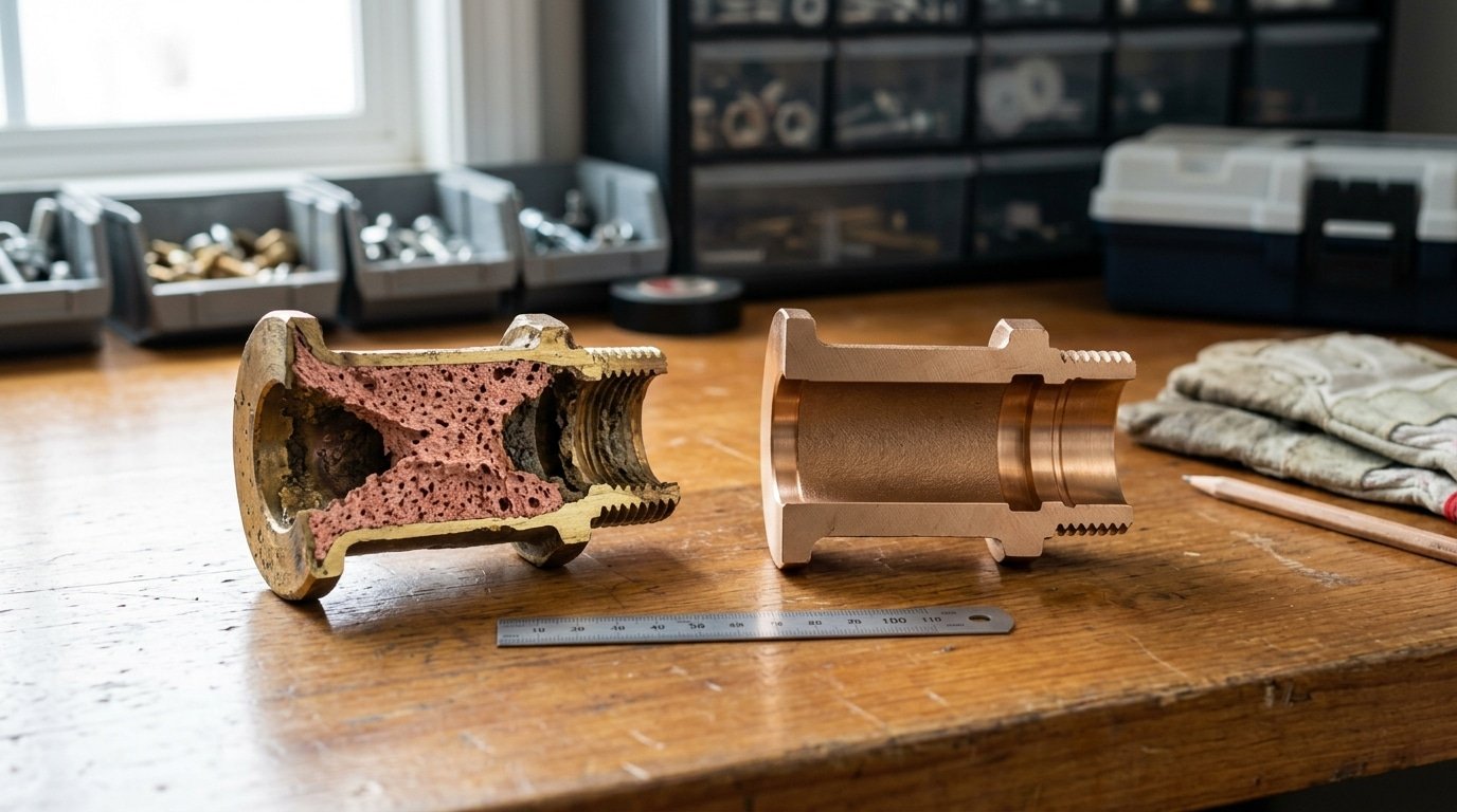 Dezincified brass vs silicon bronze marine fitting comparison