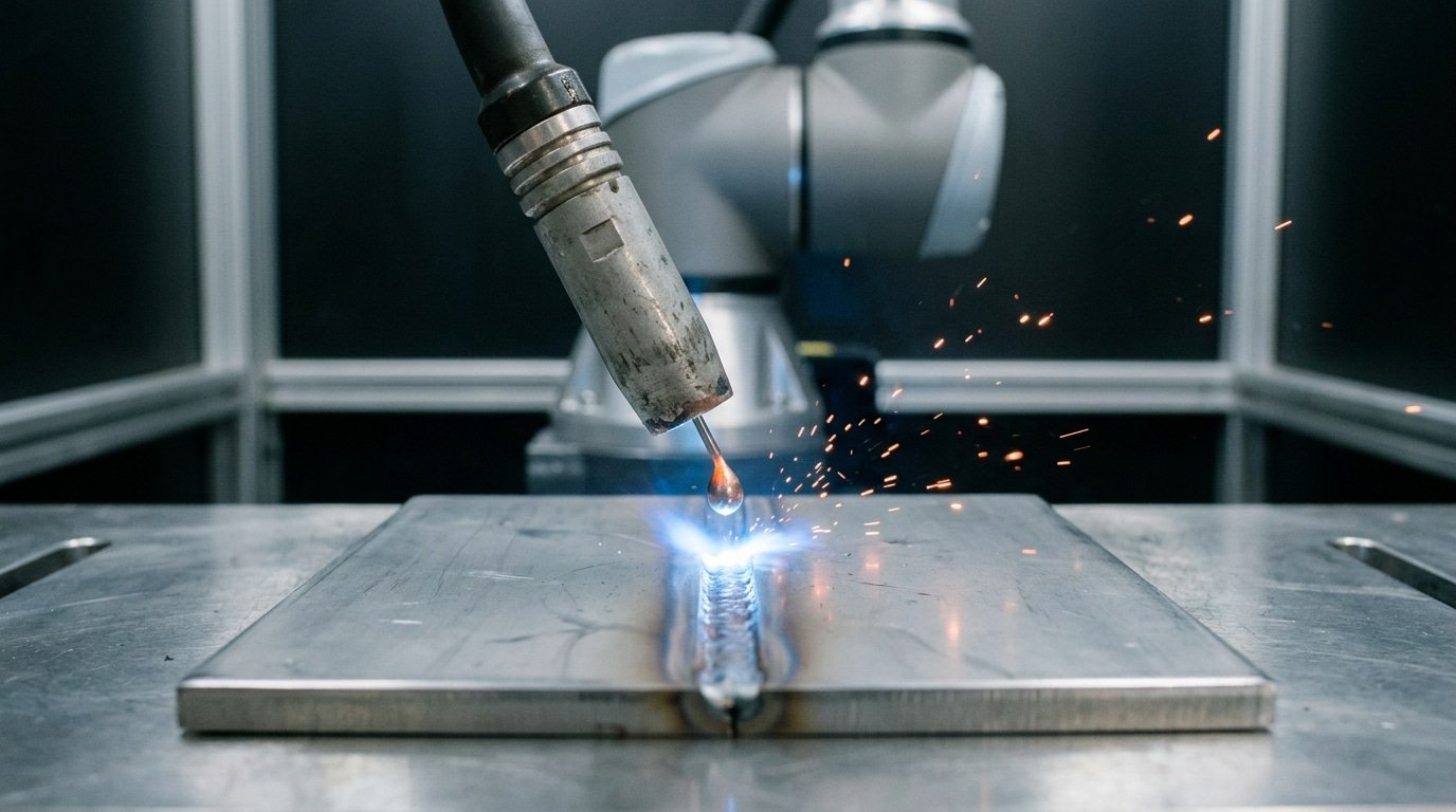 What causes welding spatter shown in high-speed photo of short-circuit metal transfer