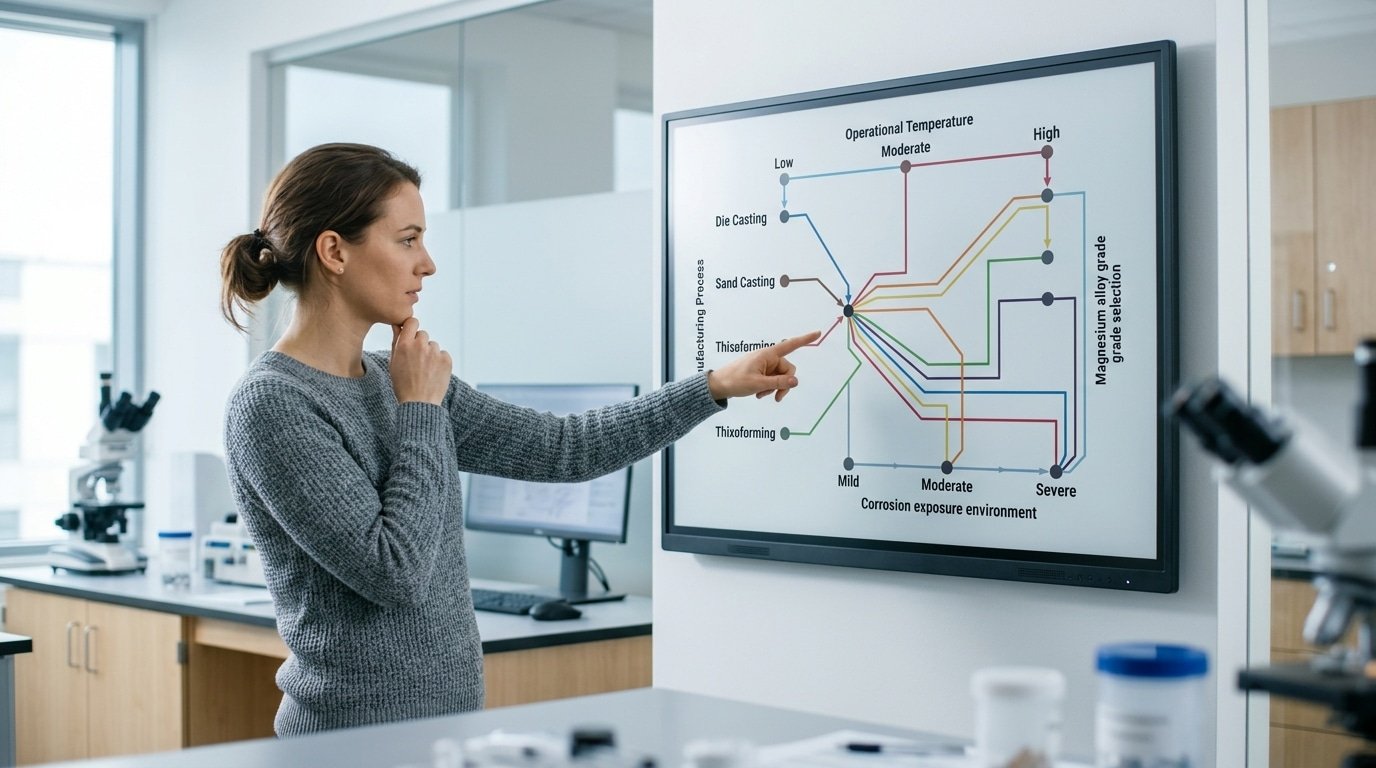Magnesium alloy grade selection decision matrix chart