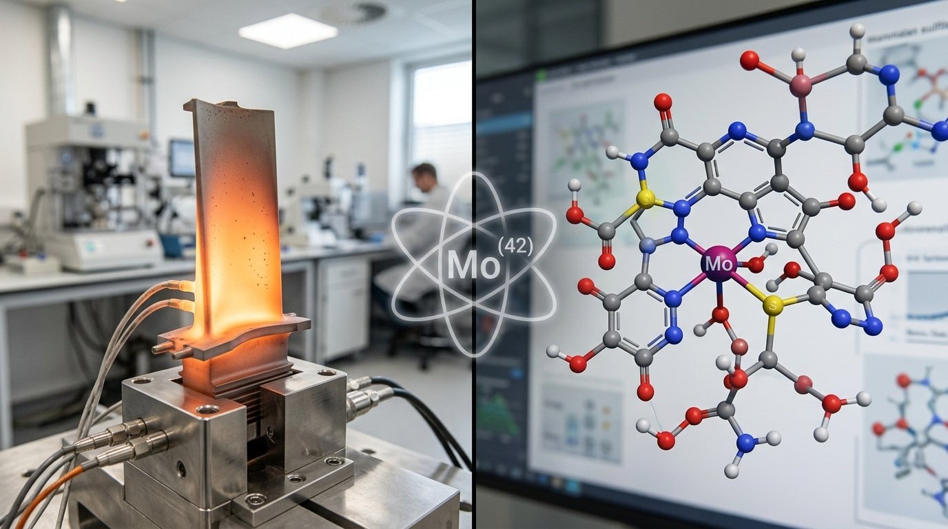 Molybdenum dual use in jet turbine alloys and sulfite oxidase enzyme