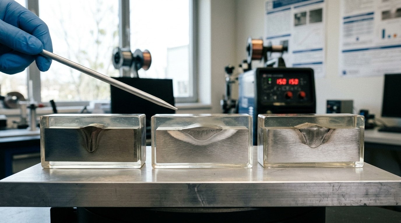 DCEN DCEP AC polarity comparison showing how welding current affects weld formation at same amperage